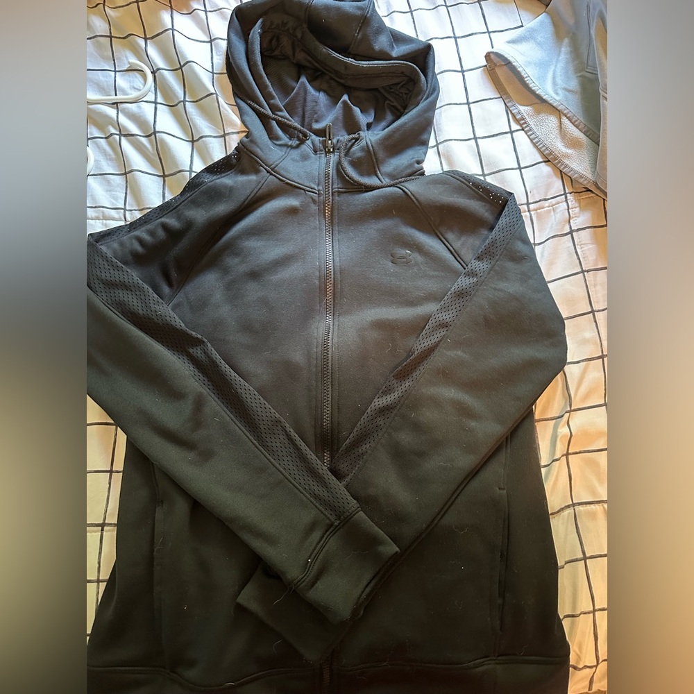 under Armour, black zipper hoodie, medium